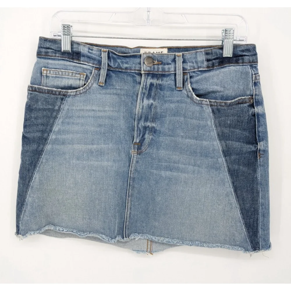 Frame Denim Skirt Women 27 Blue Mini Stretch Jean Trendy Western Y2K 90's Casual